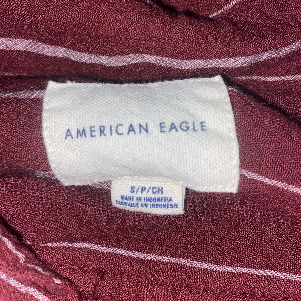 American Eagle Red Striped Button Down - image 8